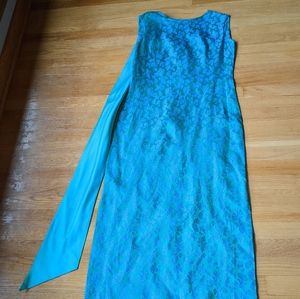 Malia Hawaiian Vintage 1950s-1960s Dress Green and Blue Floral